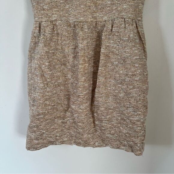 Zara Cream Gold Metallic Thread Fit & Flair Sleeveless Dress - Picture 7 of 8